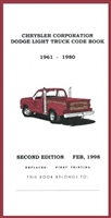 Broadcast sheet and VIN decoding book for 1961-80 Dodge trucks