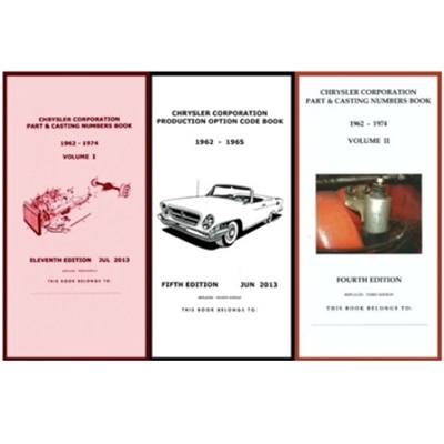 Pocket Decoding & Casting Number Book Set for 1962-1965 Plymouth - Dodge - Chrysler - Imperial