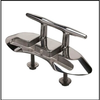 316 stainless-steel stud-mount deck cleat folds down for flush appearance when not in use