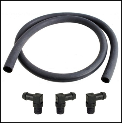 (3) magneto vent tube elbows and 24" of magneto vent hose for all Mercury Mark 30 - 35A - 55 - 58 and all 1960-64 Merc 300 - 350 - 400 - 450 - 500 outboards
