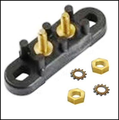 2-pole connection blocks with brass #10 studs