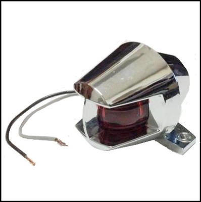 Chrome combination bow running light with "Space-Age" styling for mid-century mahogany and "FiberGlassic" runabouts