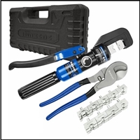 Easy-to-use hydraulic crimping tool swedges terminals onto 8 Ga - 2/0 battery - starter - ground cables