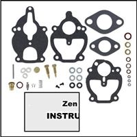 CCarburetor overhaul kit with instructions for Chris Craft Model K", "KL" and "KFL" 6-cylinder engines with Zenith 8983 - 10762 - 11995 - 12055 - 12091 carbs