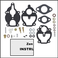 Carburetor overhaul kit with instructions for Chrysler 6-cyl marine engines with Zenith 63M & 263M 1-BBL carbs