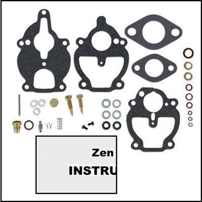 Carburetor overhaul kit with instructions for Chrysler 6-cyl marine engines with Zenith 63M & 263M 1-BBL carbs