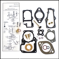 Carburetor overhaul kit with instructions for Chris Craft Model "KBL" 6-cylinder engines with Zenith 1484 - 1484A - 1484B carbs