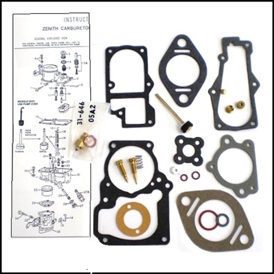 Carburetor overhaul kit with instructions for Chris Craft Model "KBL" 6-cylinder engines with Zenith 1484 - 1484A - 1484B carbs