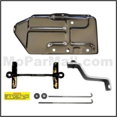 11-piece battery tray and hold-down set for all 1970 Plymouth Belvedere - GTX - RoadRunner - Satellite and all 1970 Dodge Charger - Coronet