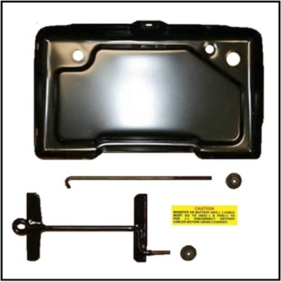 6-piece battery tray & hold-down set for 1965-69 Plymouth Fury; 1965-69 Dodge Monaco - Polara - 880 & 1965-69 Chrysler