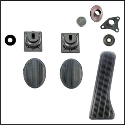 Accelerator pedal, bolt-on clutch & brake pedals, starter pedal & draft seals for 1939-41 Plymouth passenger cars