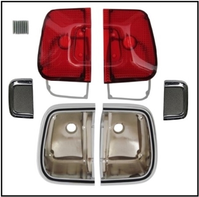 RH and LH tail/back-up light lenses and bezels for all 1967 Plymouth Barracuda
