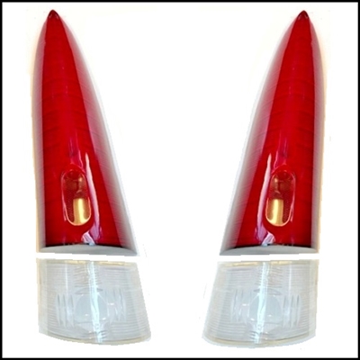 NOS PN  1689932 - 1689933 - 1689934 - 1689935 tail/stop & reverse lenses for 1957 New Yorker - Saratoga - Windsor - 300C