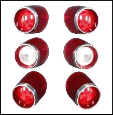 Complete set of (6) new-old-stock genuine MoPar tail, stop and back-up lenses for all 1959 DeSoto Adventurer and FireFlite