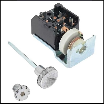 PN 2291288 - 2298855 headlamp switch - handle - nut for 1963-64 Plymouth Belvedere - Fury - Savoy - SPort Fury