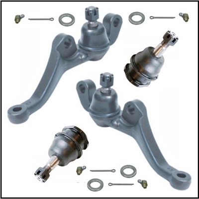 upper ball joints and (2) lower ball joint/steering arm assemblies for 1965-68 Plymouth Fury - Dodge Monaco/Polara - Chrysler with drum brakes and 1969-73 Fury - Monaco - Polara - Chrysler with disc and drum brakes
