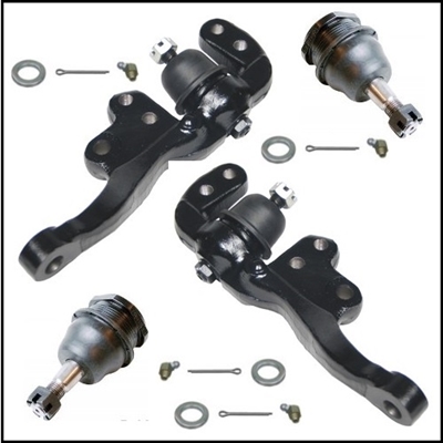 (2) new upper ball joints and (2) remanufactured lower ball joint/steering arm assemblies for 1966-68 Plymouth Fury - Dodge Monaco/Polara - Chrysler with disc brakes