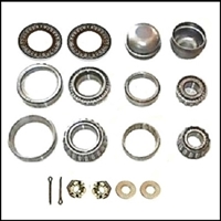 18-piece of inner and outer bearing cones and races, grease seals, thrust washers, castle nuts, cotter pins and dust caps