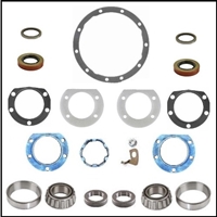 18-piece rear axle bearing, bearing end-play adjuster, axle shaft gasket & differential gasket package for 1965-74 Plymouth - Dodge - Chrysler - Imperial with 8 3/4" rear axle and 1966-72 Plymouth - Dodge with Dana 60 axle