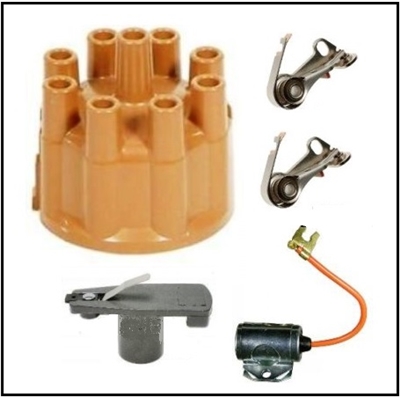 Correct tan distributor cap with points, rotor and condenser for high performance 1962-71 Plymouth Belvedere - Fury - GTX - RoadRunner - Satellite - Savoy and 1962-71 Dodge Charger - Coronet - Polara - 330 - 440 with AutoLite/PrestoLite distributor