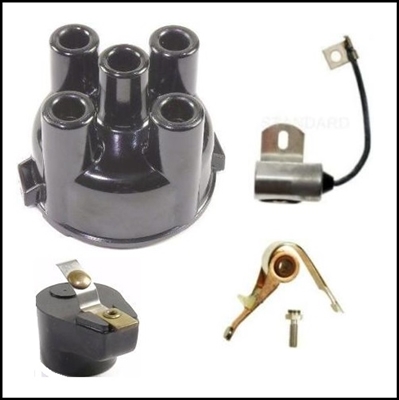 Distributor cap, rotor, breaker points and condenser for Chris-Craft/Hercules "A" - "B" - "BA" - "BR" - "BR3" - "BS" - "C" 4-cylinder engines