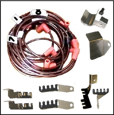 17-piece spark plug wire, routing bracket & heat shield set for 1962-65 Plymouth Belvedere - Fury - Satellite - Savoy - Sport Fury and 1962-65 Dodge Coronet - Dart - Polara - 330 - 440 with 413 and 426 CID Maximum Performance Wedge