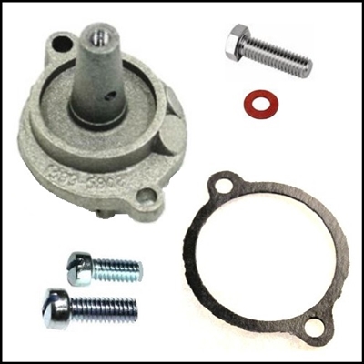 Tillotson AJ - KA - KB - KC - KD carburetor fuel bowl cover, cover gasket, (2) bowl cover screws, strainer cover screw, strainer cover gasket for 1949-66 4/6-cyl Mercury outboards