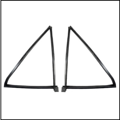 PN 2664408 RH & LH of molded rubber fixed rear quarter window weatherstripping for 1968-72 Plymouth Valiant and 1968-72 Dodge Dart four-door sedans