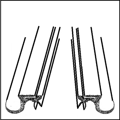 RH and LH rubber roof-rail extrusions for 1956 Plymouth - Dodge - DeSoto - Imperial four-door pilarless hardtops