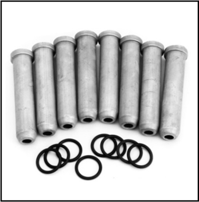 (8) spark plug wire tubes with O-rings for 1966-71 Plymouth Barracuda Belvedere - GTX - RoadRunner - Satellite and 1966-71 Dodge Challenger - Charger - Coronet - SuperBee with 426 Hemi