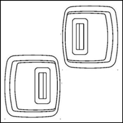Pair of PN 651973 molded rubber front bumper arm grommets for 1936 Chrysler Airstream; 1937 Chrysler Imperial - Royal and 1937 Dodge D5
