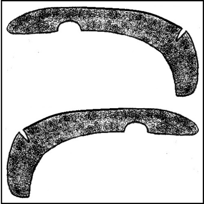 RH & LH masticated rubber inner front fender splash shield set for 1959 Imperial