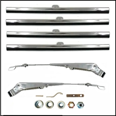 (2) chromed windshield wiper arms with extra blades for Dodge WDX; B-1-PW; B-2-PW; B-3-PW; B-4-PW; C-1-PW; C-3-PW and WM300 Power Wagons