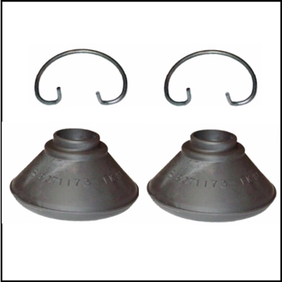 Set of (2) exact reproduction rubber torsion bar seals w/locks for 1962-76 Plymouth Belvedere - GTX - RoadRunner - Satellite - Savoy; 1962-64 Plymoyuth Fury - Sport Fury; 1962-64 Dodge Dart - Polara - 330 - 440 and 1965-76 Charger - Coronet