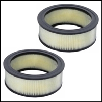 (2) air cleaner elements for 1957-74 Plymouth Barracuda - Belvedere - Duster - Plaza - Savoy - Scamp - Valiant and 1957-76 Dodge Coronet - Dart - Demon - Sport - 330 - 440 with 170 - 198 - 225 - 230 CID 6-cylinder engines