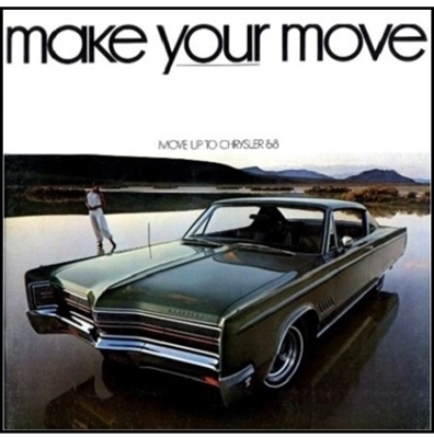 11"x 11" 44-page showroom sales catalog for all 1968 Chrysler New Yorker - Newport - Town/Country - 300
