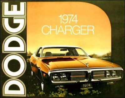 12-page fold-out showroom sales catalog for all 1974 Dodge Charger