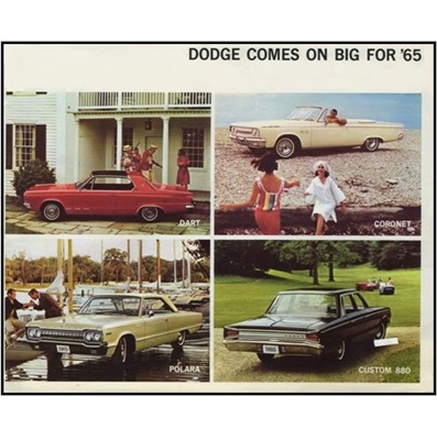 32-page 11"x 9" original showroom sales catalog for all 1965 Dodge passenger cars