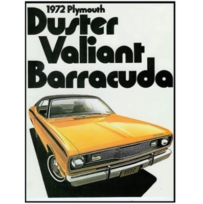 14-page 8.5"x 11" showroom sales catalog for all 1972 Plymouth A-Body and E-Body