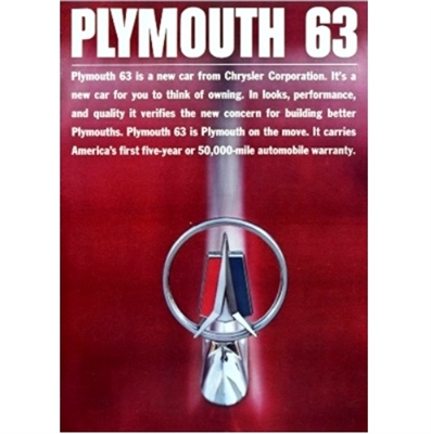 9.25"x 13.25" 20-page showroom sales catalog for all 1963 Plymouth Belvedere - Fury - Savoy - Sport Fury - Suburban