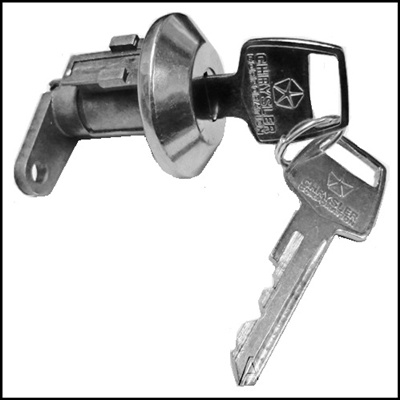 PN 1972966 - 2197597 tailgate window switch lock cylinder w/keys for 1960 Plymouth Suburban; 1960 Dodge Dart - Polara wagons & 1960 Chrysler Town/Country