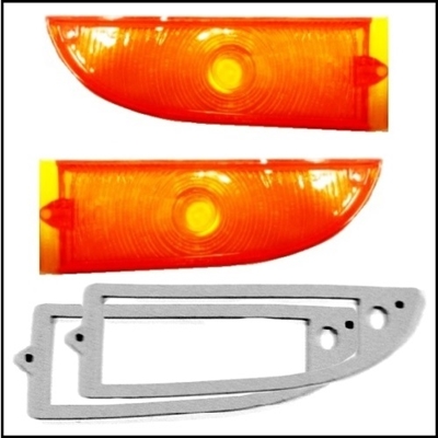 PN 2448825 - 2448826 parking lamp lenses with gaskets for 1964-65 Plymouth Valiant