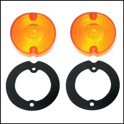 (2) PN 2448299 parking lamp lenses with gaskets for 1963 Plymouth Valiant & 1963-64 Dodge Dart.
