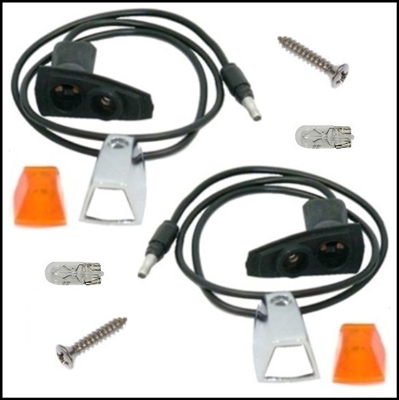 Fender-mounted turn signal indicators for 1973-76 Plymouth Barracuda - Duster - RoadRunner - Satellite - Scamp - Valiant and 1973-76 Dodge Challenger - Charger - Coronet - Dart