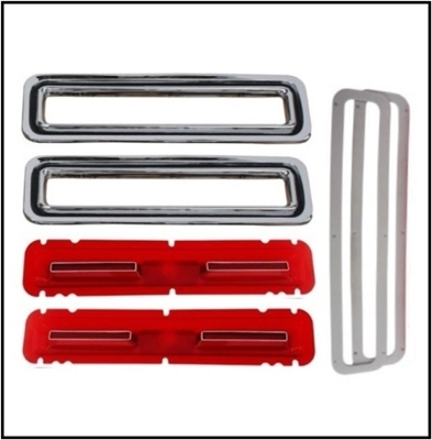 Genuine MoPar PN 2421477 - 2243112 tail lamp lenses and bezels for 1963 Dodge 330 - 440