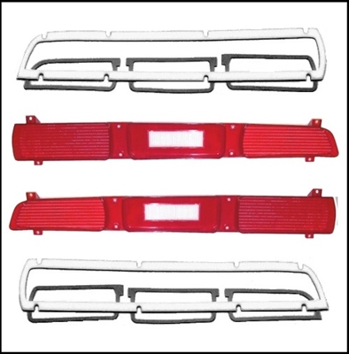 Pair of NOS tail - stop - directional signal lenses w/gaskets for all 1971 Dodge E-Body