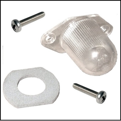 PN 2585174 tag light lens with gasket & mounting screws for 1966-74 Dodge Charger - Coronet - SuperBee and 1968-74 Plymouth Belvedere - GTX - RoadRunner - Satellite