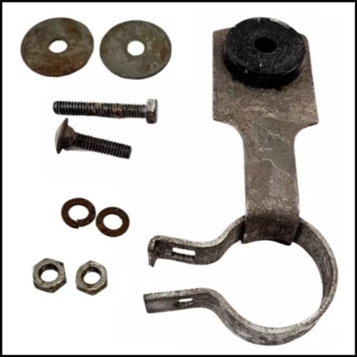 PN 1315857 - 1881684 exhaust pipe support w/fasteners for 1950-52 Dodge passenger cars; all 1949-52 DeSoto and all 1950-52 Chrysler