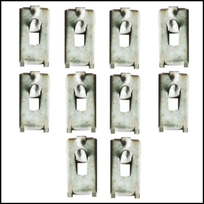 10-piece set of rocker sill moulding clips for all 1949-52 Plymouth Belvedere - Cambridge - Concord - Cranbrook - Deluxe - Special Deluxe - Suburban