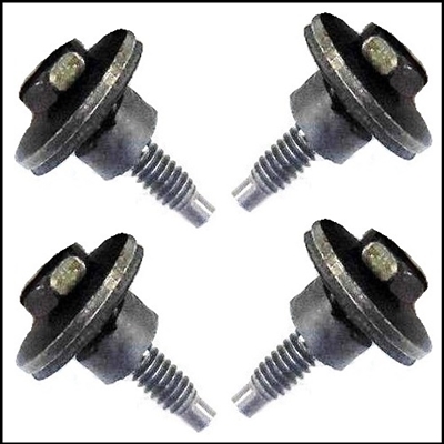 (4) rear quarter window regulator attachment bolts and spacers for 1967-69 Plymouth Barracuda; 1971-74 Scamp & 1967-74 Dodge Dart hardtops - convertibles